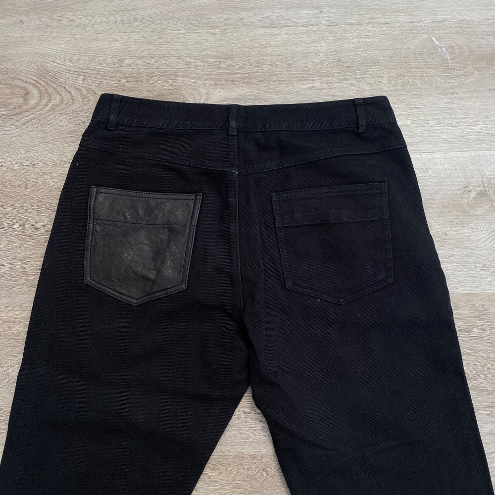 T Alexander Wang Black Cotton Lambskin Leather Pocket Jeans Women's Size 30x30 - Picture 3 of 12